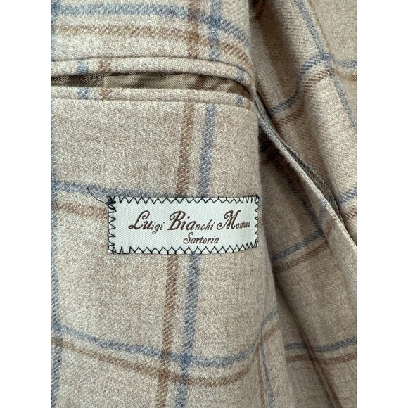 Luigi Bianchi Mantova Sartoria Mens Wool Cashmere Silk Plaid Blazer Jacket 50 - Picture 6 of 10